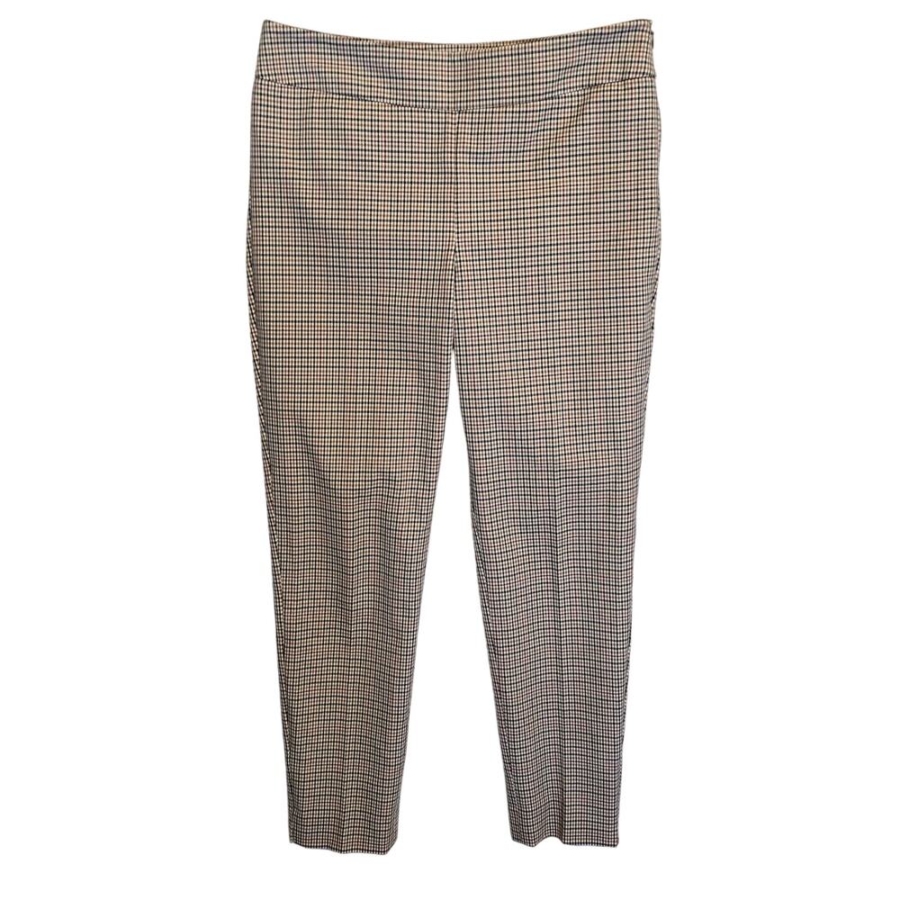 Talbots Pants Womens Size 8 Black White Brown Plaid Chatham Ankle Office
